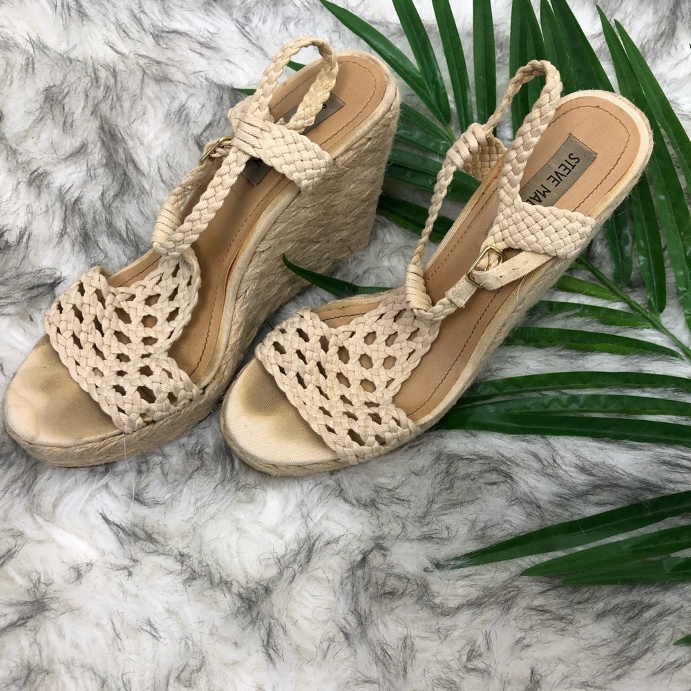 Steve Madden Espadrille Wedges Crochet Size 8.5